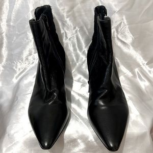 Napoleoni Womens Ankle Boots Black Leather/Fur Pointed-Toe Italy  EUR 37